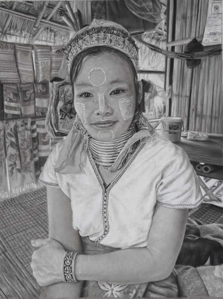 Retrato a lápiz pastel en blanco y negro – fin de semana intensivo