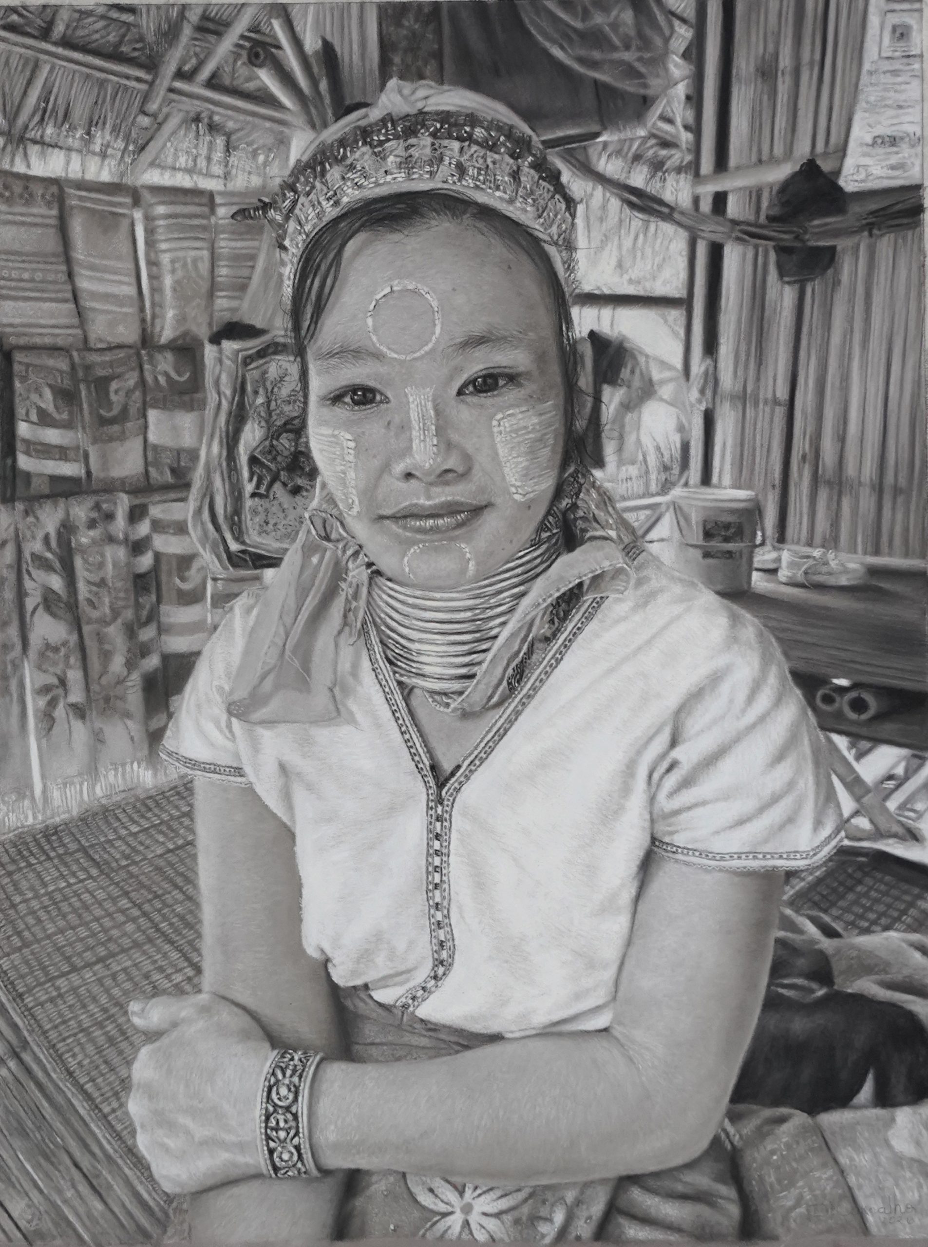 Retrato a lápiz pastel en blanco y negro – fin de semana intensivo